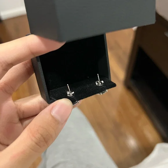 Lab Diamond Stud Earrings 14k Solid WG 4.55 CTW - Picture 4 of 5